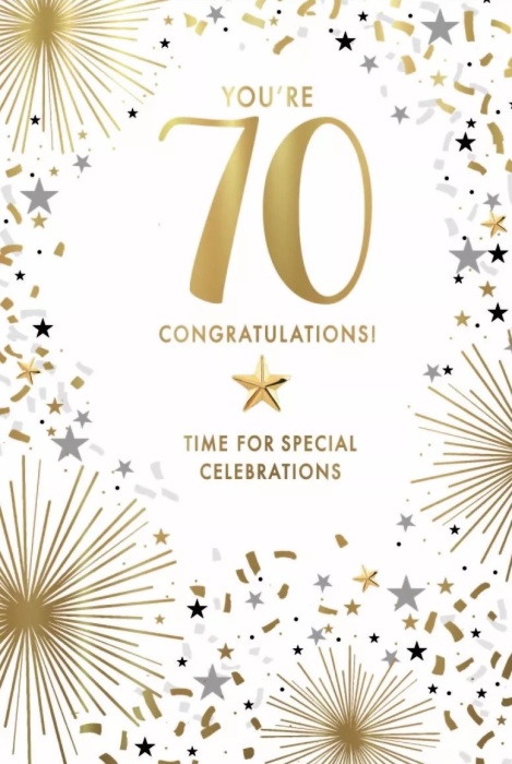 Confetti 70th Birthday Card