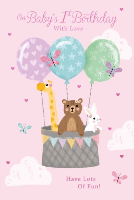 Air Balloon Baby's 1st Birthday Card