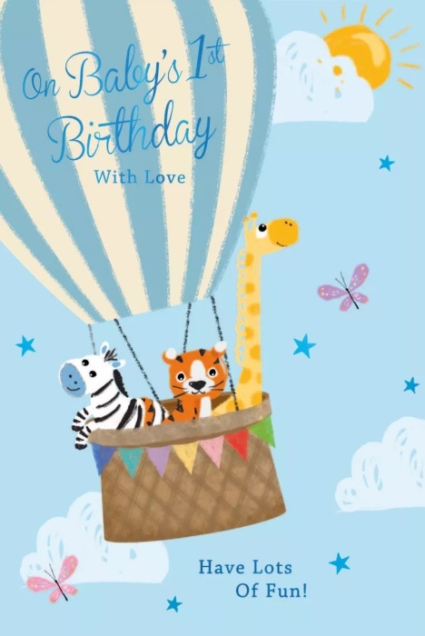 Air Balloon Baby's 1st Birthday Card