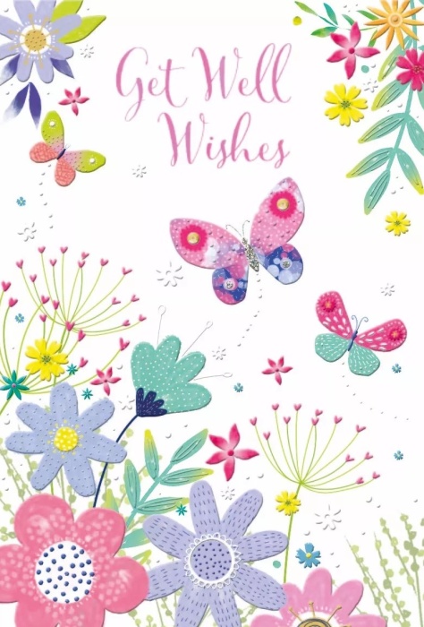 Butterfly Flowers Shine Get Well Card