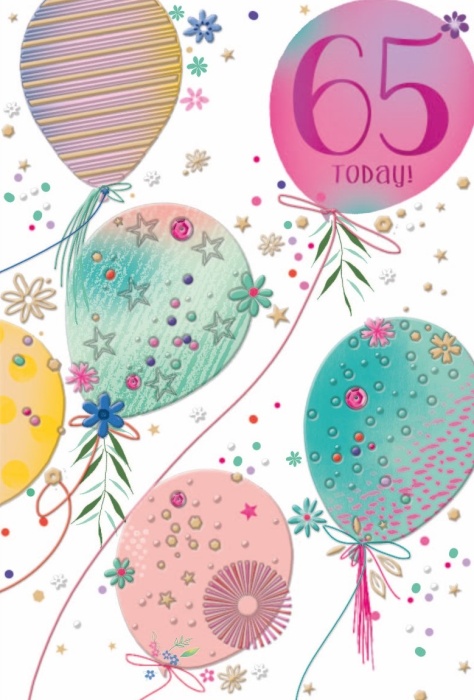 Balloons Shine 65th Birthday Card