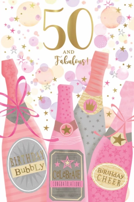 Birthday Bubbly 50th Birthday Card