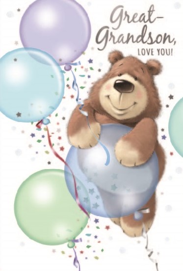 Balloon Bear Great-Grandson Birthday Card