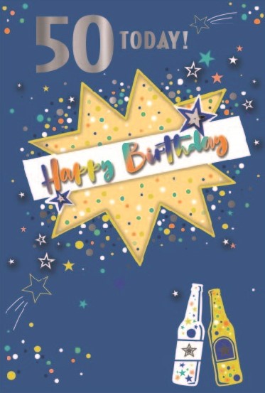 Happy Birthday Burst 50th Birthday Card