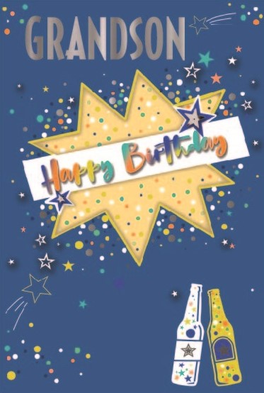 Happy Birthday Burst Grandson Birthday Card