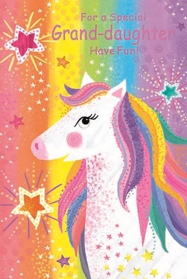 Rainbow & Stars Pony Grand-Daughter Birthday Card