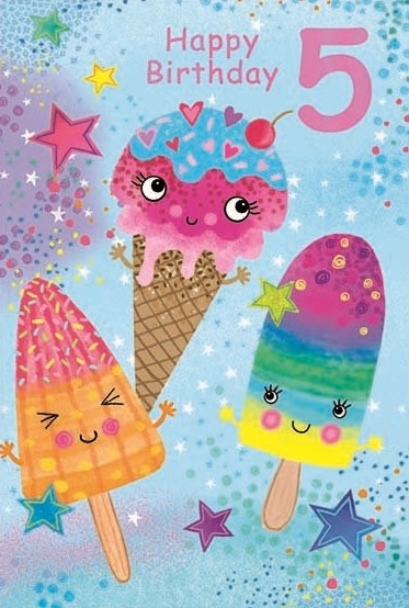 Ice Lollies 5th Birthday Card