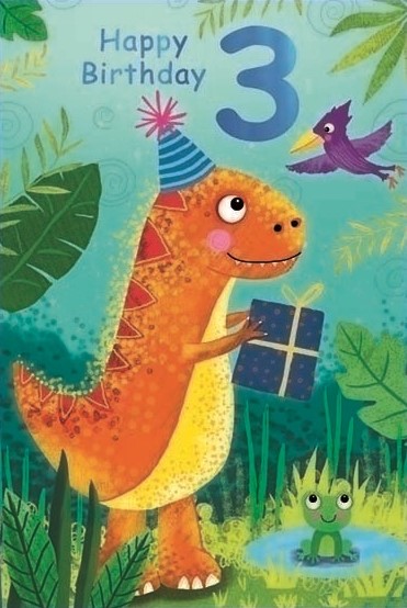 Birthday Dinosaur 3rd Birthday Card