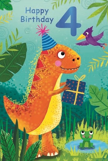 Birthday Dinosaur 4th Birthday Card