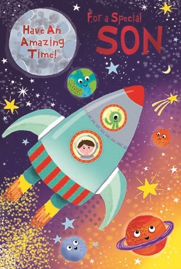 Space Rocket Son Birthday Card