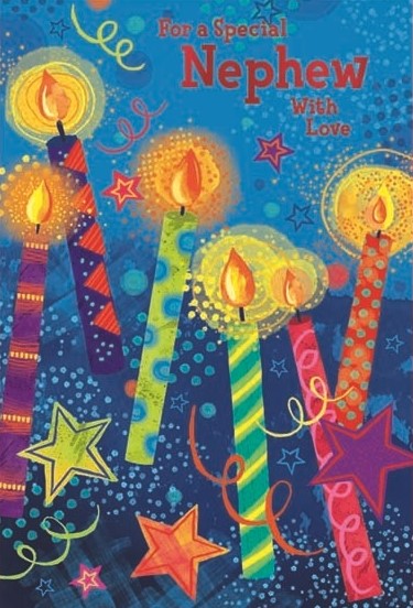 Bright Candles Nephew Birthday Card