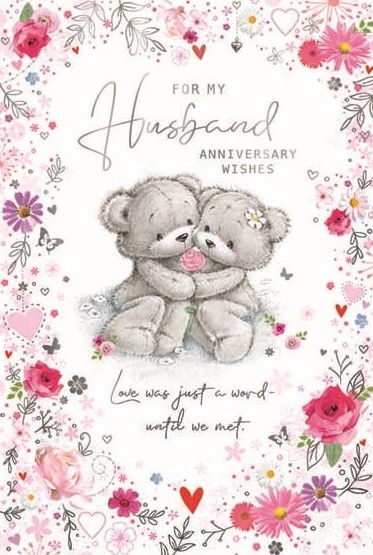 Pink Rose Husband Anniversary Card