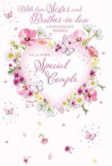 Floral Heart Sister & Brother-In-Law Anniversary Card