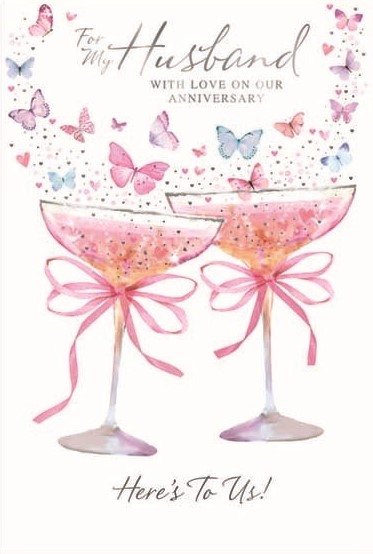 Butterfly Bubbly Husband Anniversary Card