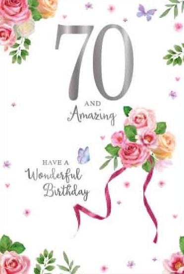 Roses 70th Birthday Card