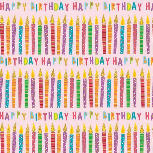 Pink Birthday Candles Gift Wrap Sheet