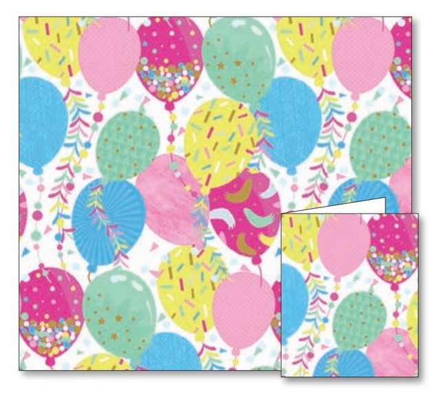 Bright Balloons Gift Wrap Sheets & Tags Set