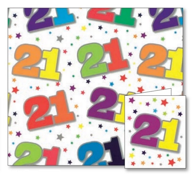 21st Birthday Gift Wrap Sheet & Tags Set