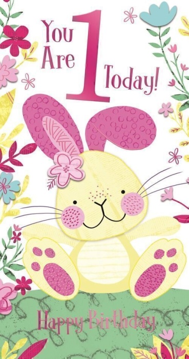 Rabbit 1st Birthday Card