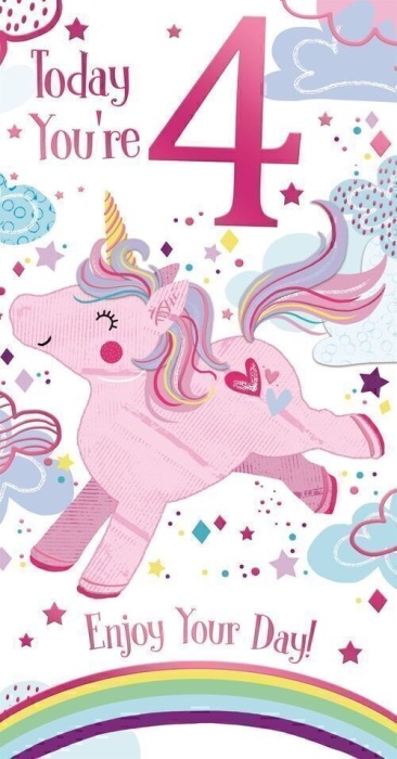 Unicorn 4th Birthday Card