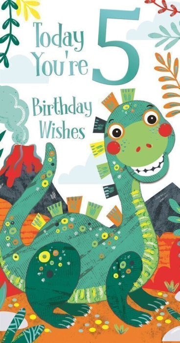 Dinosaur 5th Birthday Card