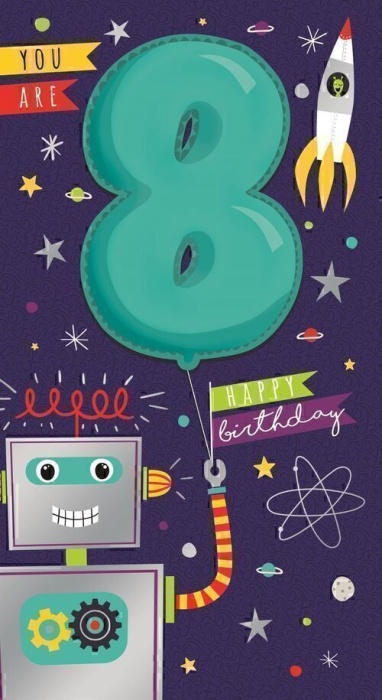 Robot 8th Birthday Card