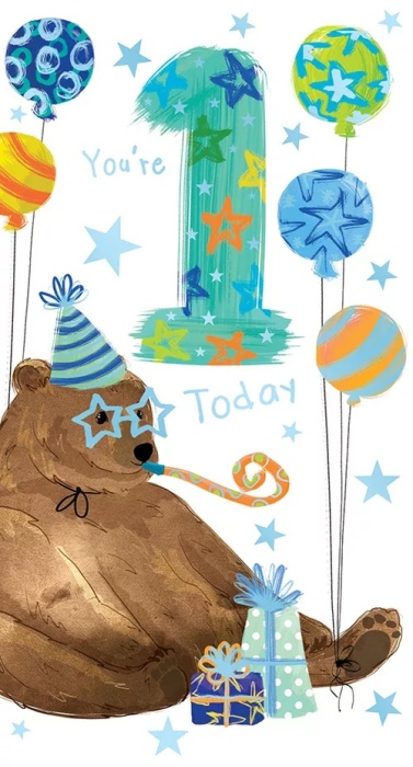 Birthday Bear 1st Birthday Card