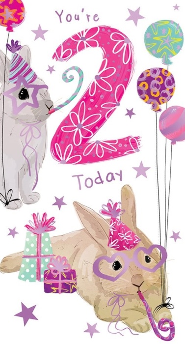 Rabbits 2nd Birthday Card