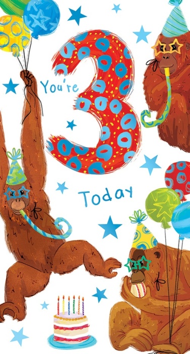 Orangutans 3rd Birthday Card