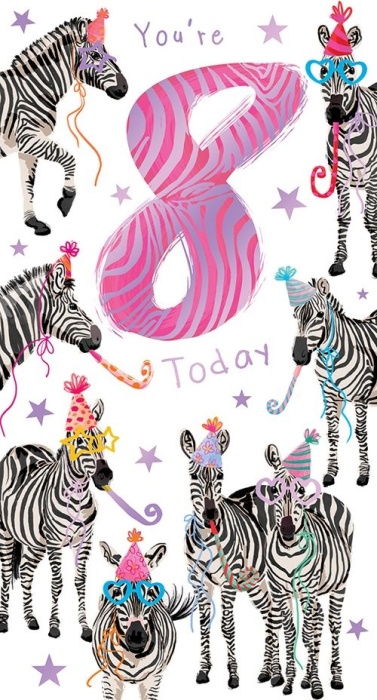 Zebras 8th Birthday Card