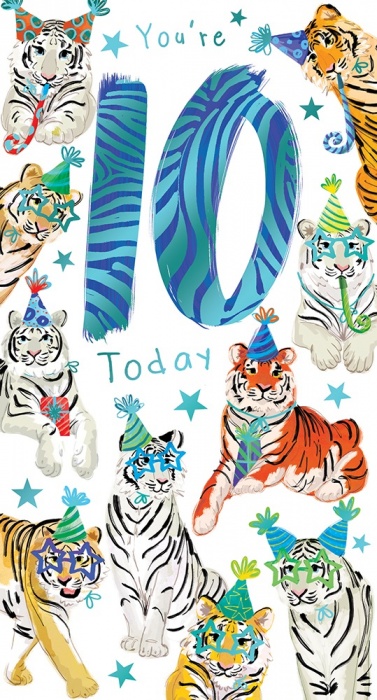 Tigers 10th Birthday Card