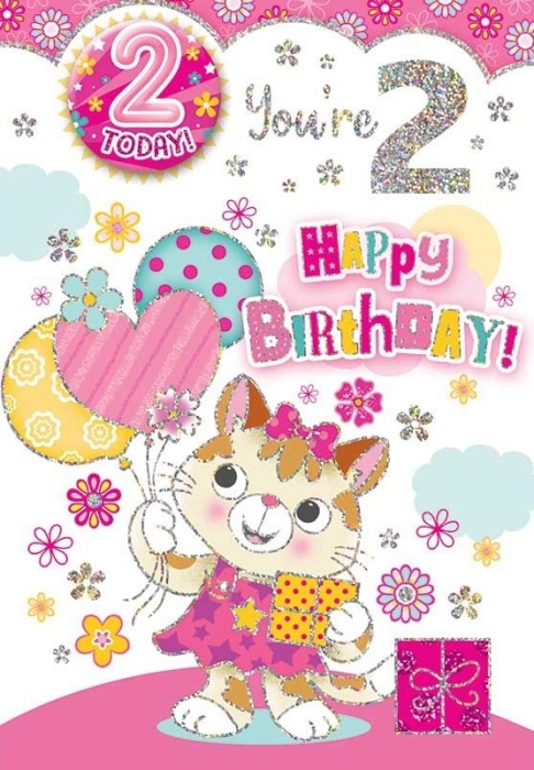 Kitten 2nd Birthday Card & Badge