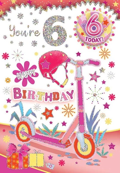 Scooter 6th Birthday Card & Badge