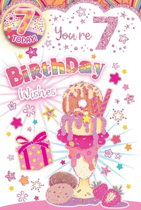 Doughnut Sundae 7th Birthday Card & Badge