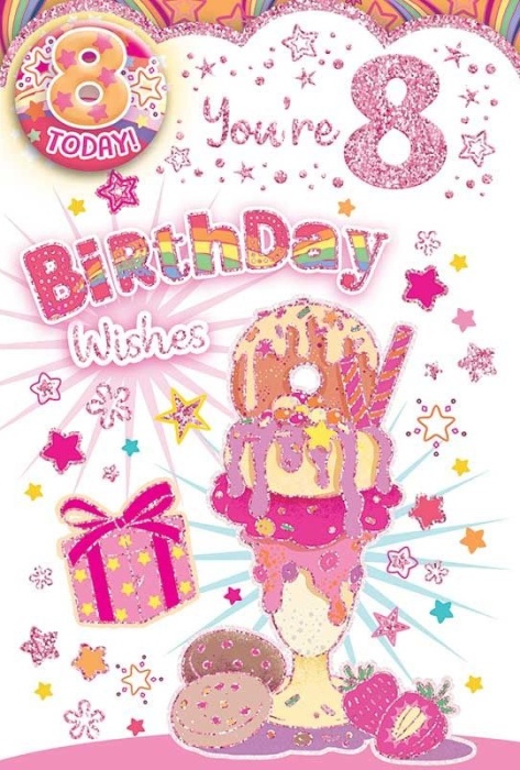 Doughnut Sundae 8th Birthday Card & Badge