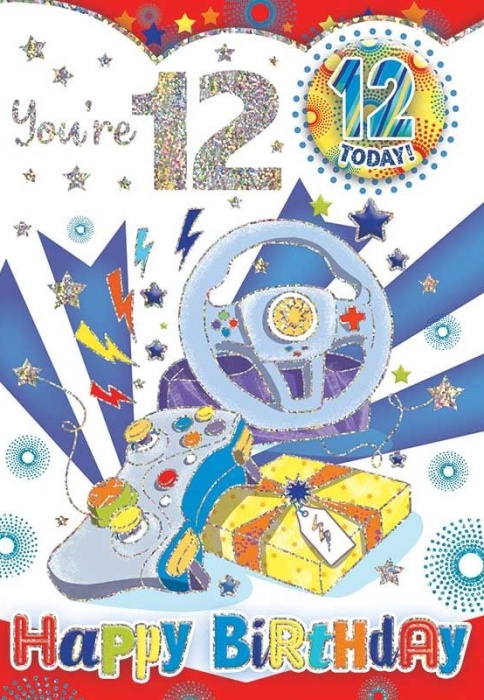 Gaming 12th Birthday Card & Badge