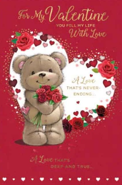 Red Roses & Hearts Valentine's Day Card