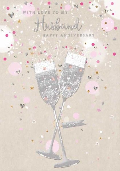 Champagne Flutes | Husband Wedding Anniversary Card