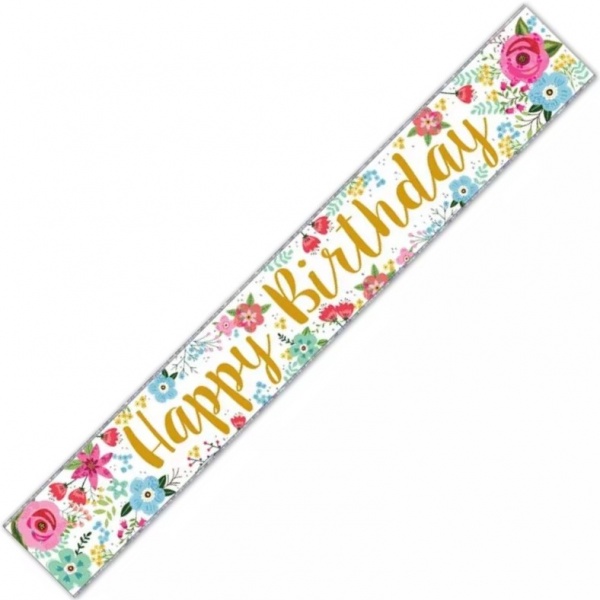 Flowers Birthday Wall Banner