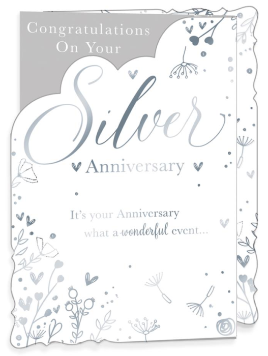 Flowers Silver Anniversary Card