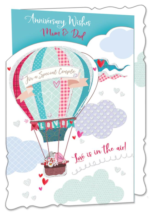 Hot Air Balloon Mum & Dad Anniversary Card