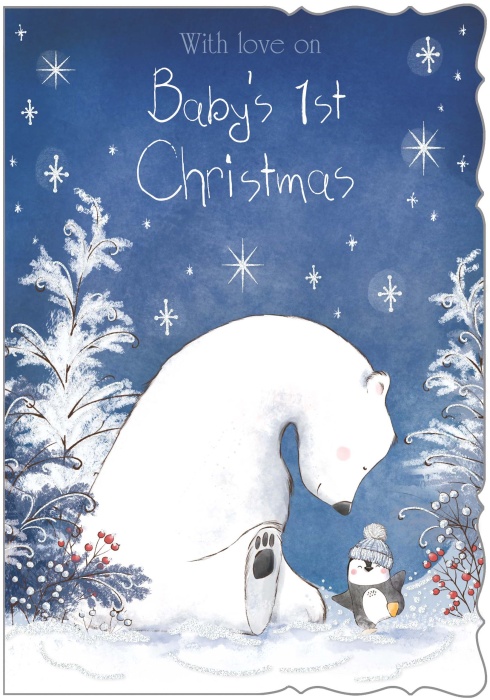 Polar Bear Baby Boy's 1st Christmas Card