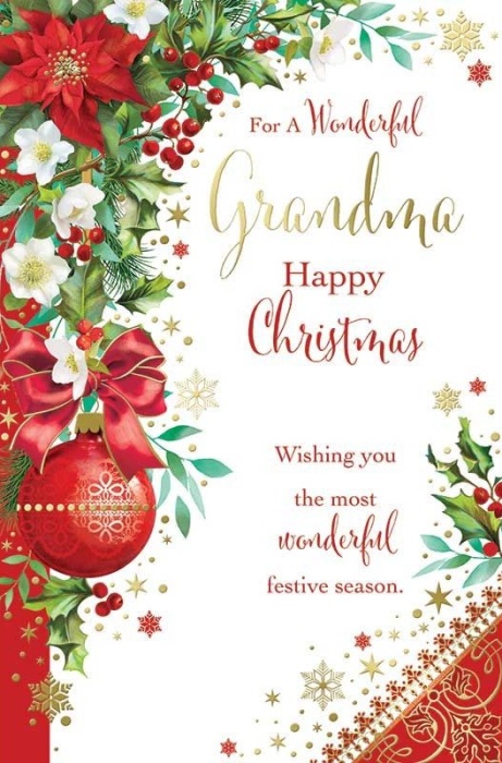 Holly & Bauble Grandma Christmas Card