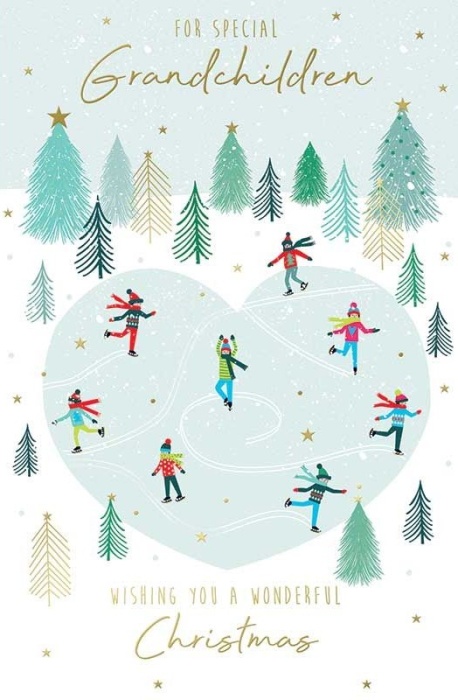 Ice Skating Grandchildren Christmas Card