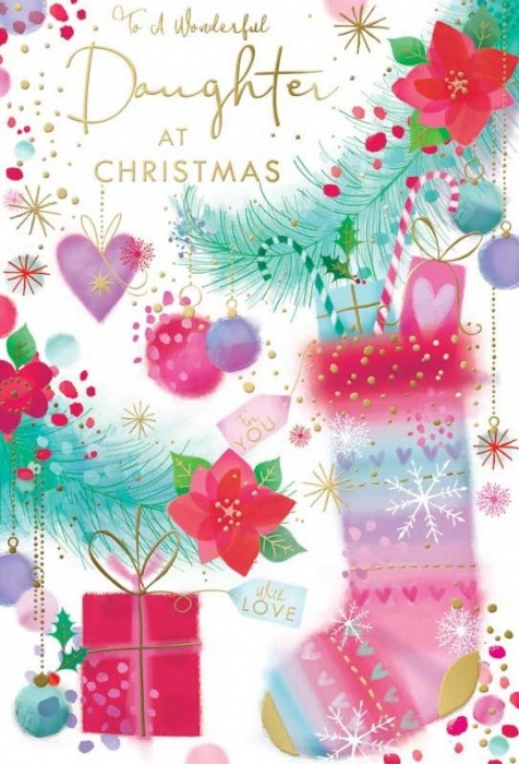 Festive Stocking Daughter Christmas Card