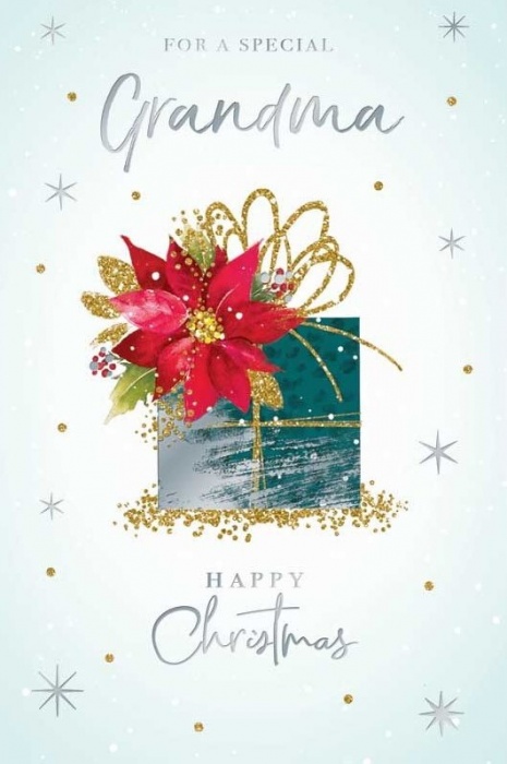 Poinsettia Gift Grandma Christmas Card