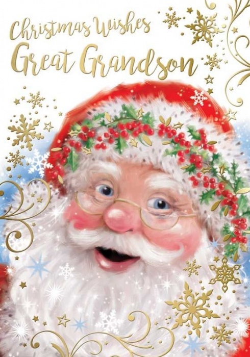 Jolly Santa Claus Great-Grandson Christmas Card