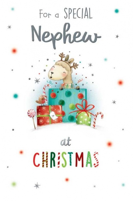 Festive Sheep Nephew Christmas Card