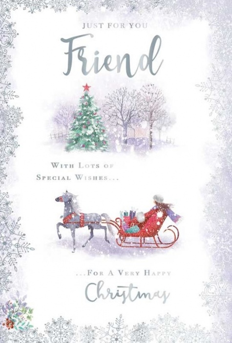 Sleigh Ride Friend Christmas Card