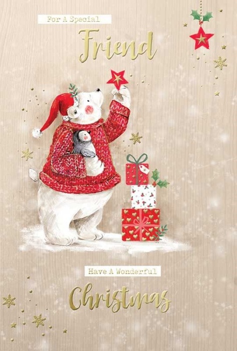 Festive Polar Bear Friend Christmas Card